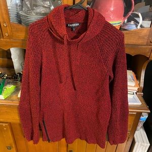 Red cowl neck sweater